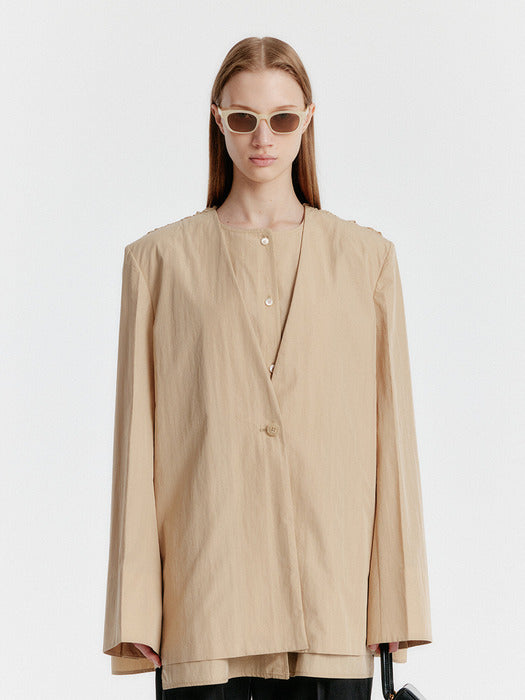 Eenk Yilly Transformable Shirred Back Jacket - Beige