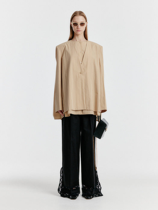 Eenk Yilly Transformable Shirred Back Jacket - Beige