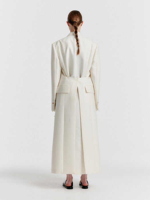 Eenk Yale Peaked lapel Tailored Long Coat - Ivory