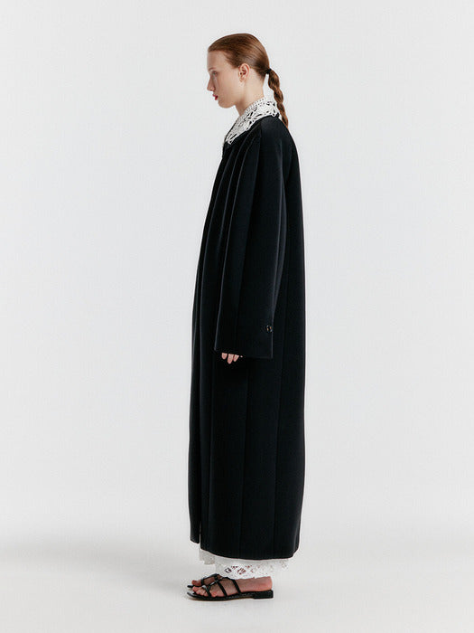 Eenk Yellisa Single-breasted Coat With Detachable Lace Collar - Black