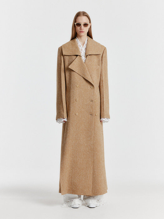 Eenk Yedian Big Collar Long Coat - Camel