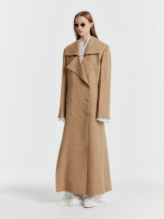 Eenk Yedian Big Collar Long Coat - Camel