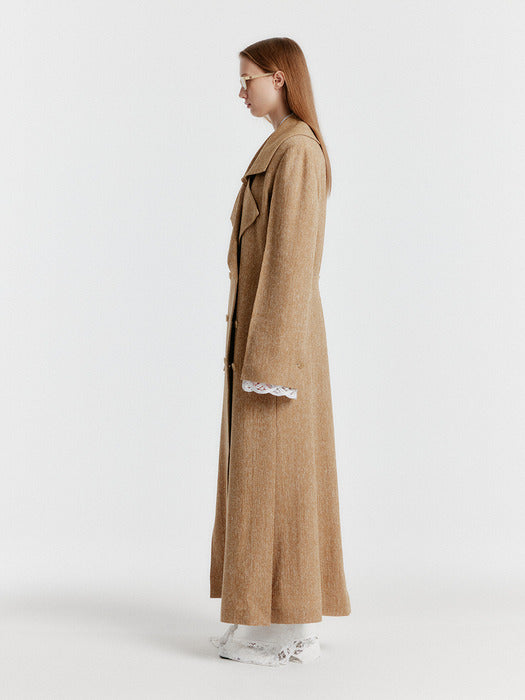 Eenk Yedian Big Collar Long Coat - Camel