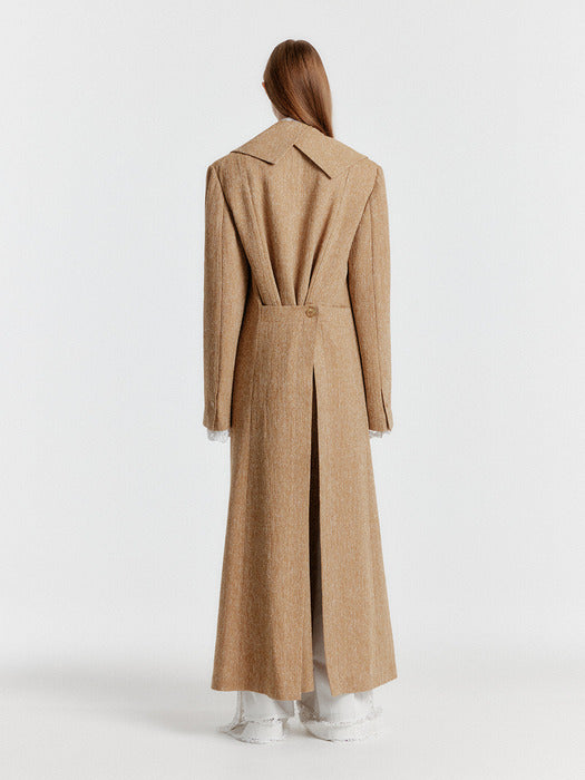 Eenk Yedian Big Collar Long Coat - Camel