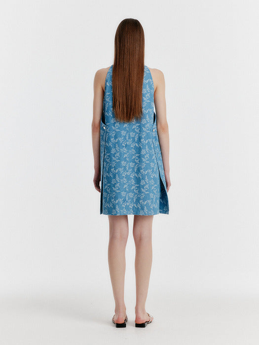 Eenk Yvonna Button-front Halterneck Dress - Blue