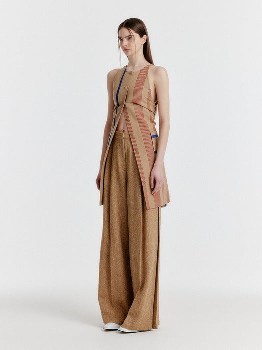 [EENK] Yvonna Button-front Halterneck Dress - Camel