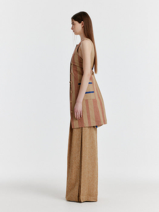 [EENK] Yvonna Button-front Halterneck Dress - Camel