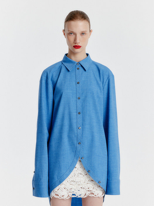 Eenk Yerina Rounded Hemline Shirt - Blue
