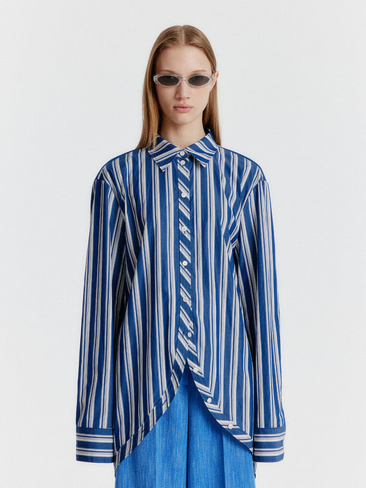 Eenk Yerina Rounded Hemline Shirt - Navy