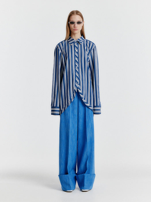Eenk Yerina Rounded Hemline Shirt - Navy