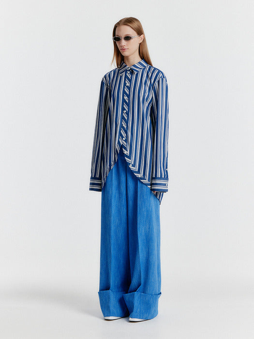 Eenk Yerina Rounded Hemline Shirt - Navy