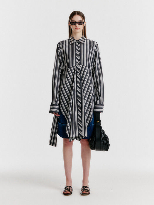 Eenk Yeva Stripe Long Shirt - Black