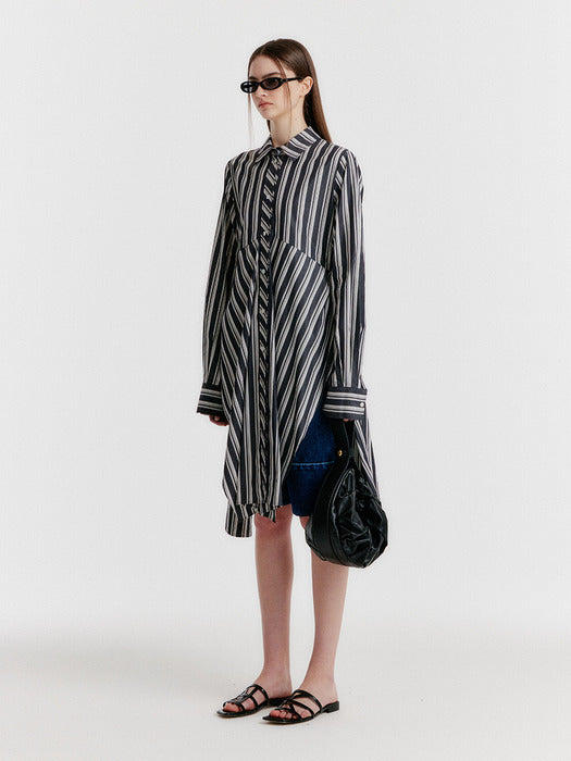 Eenk Yeva Stripe Long Shirt - Black