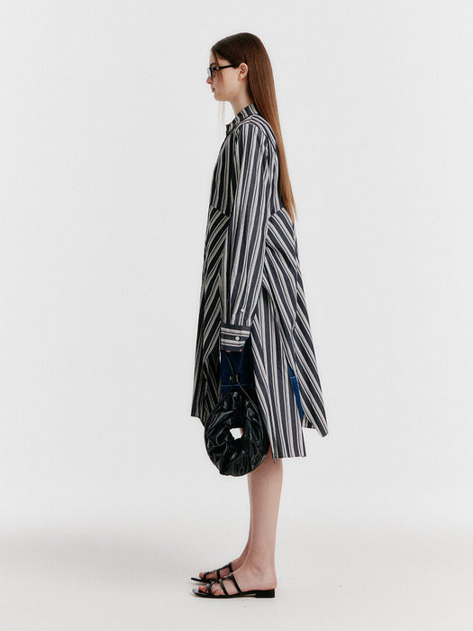 Eenk Yeva Stripe Long Shirt - Black