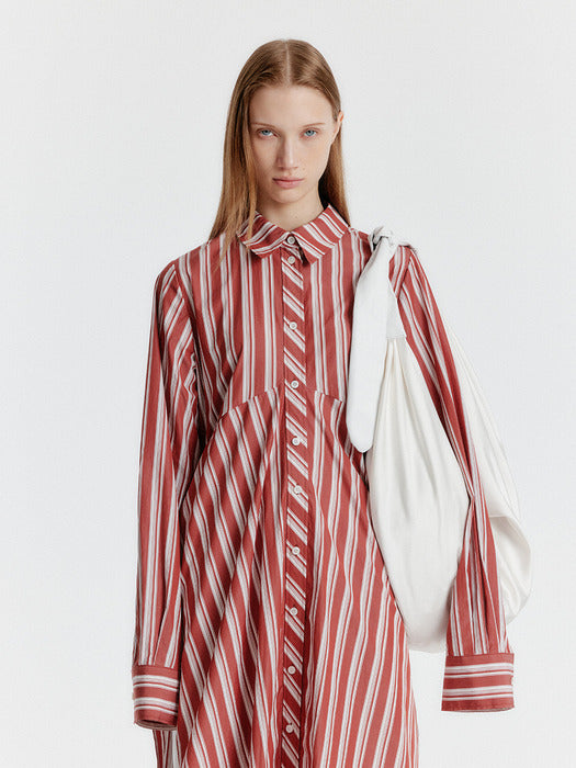 Eenk Yeva Stripe Long Shirt - Brown