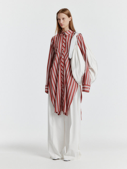 Eenk Yeva Stripe Long Shirt - Brown
