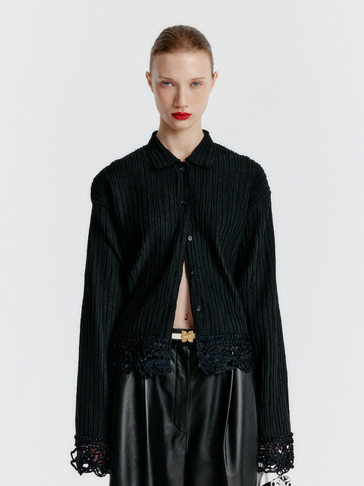 Eenk Yessita Lace-trim Pleats Shirt - Black