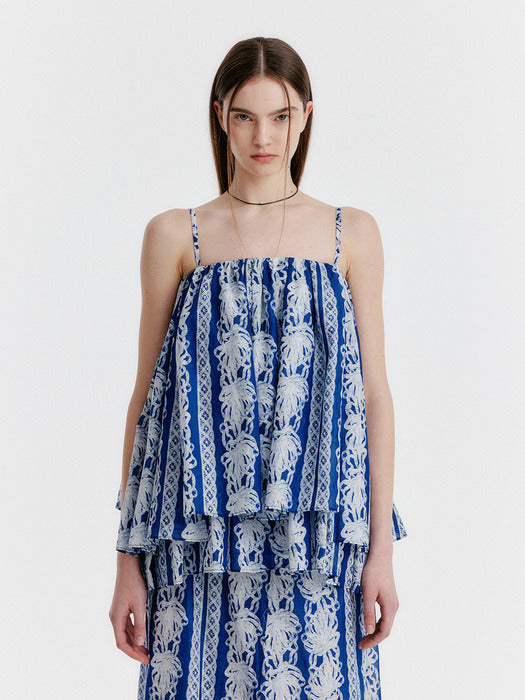 Eenk Yael Lace-printed Volume Top - Blue