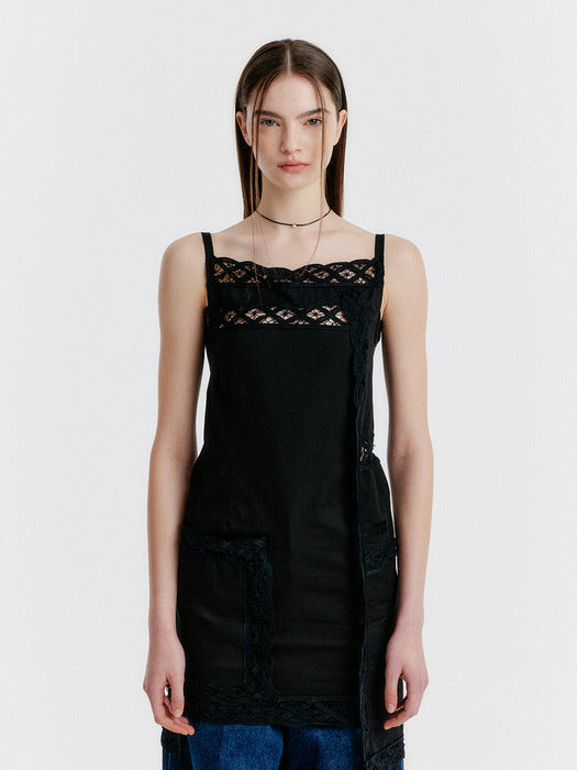 Eenk Yonika Lace-trim Top - Black