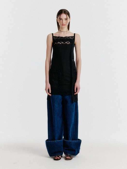 Eenk Yonika Lace-trim Top - Black