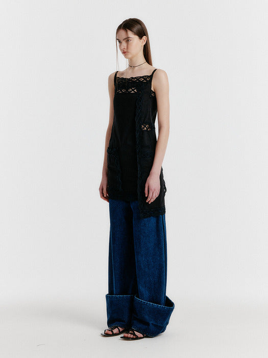 Eenk Yonika Lace-trim Top - Black
