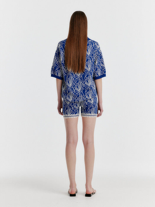Eenk Yearby Jacquard Knit Shorts - Navy/Ivory