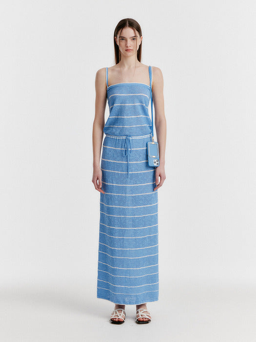 Eenk Yozoo Jacquard Stripe Knit Dress - Sky Blue