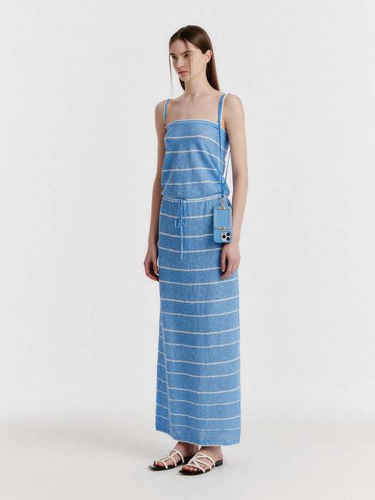 Eenk Yozoo Jacquard Stripe Knit Dress - Sky Blue