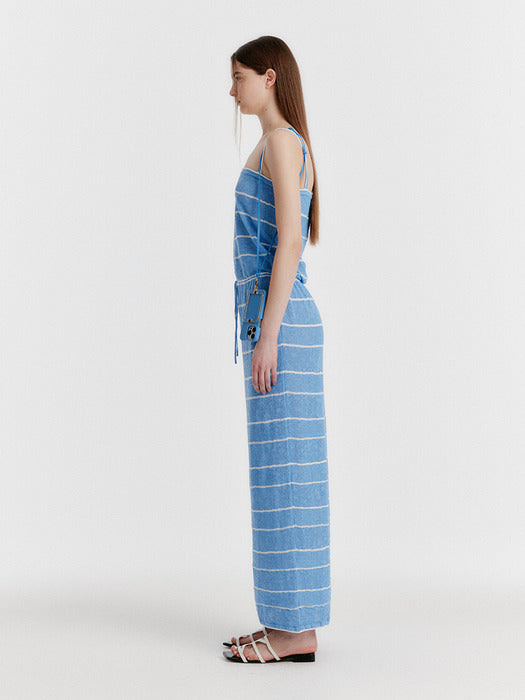 Eenk Yozoo Jacquard Stripe Knit Dress - Sky Blue