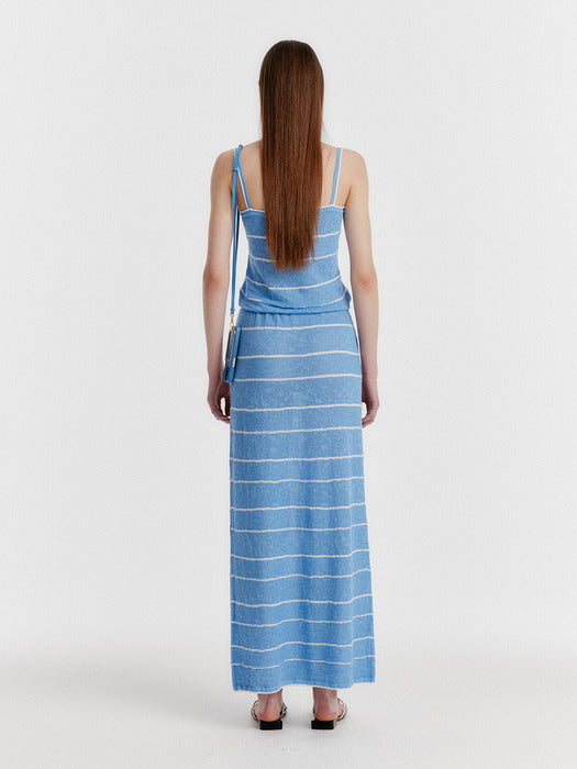 Eenk Yozoo Jacquard Stripe Knit Dress - Sky Blue