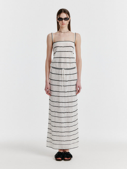 Eenk Yozoo Jacquard Stripe Knit Dress - Ivory