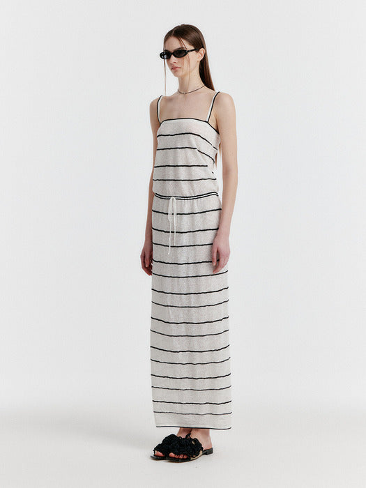 Eenk Yozoo Jacquard Stripe Knit Dress - Ivory