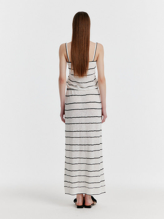 Eenk Yozoo Jacquard Stripe Knit Dress - Ivory