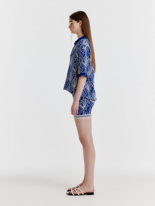 Eenk Year Oversized Jacquard Polo Knit - Navy/Ivory