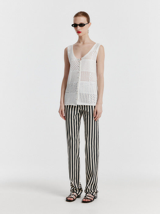 Eenk Yizi Unbalanced Knit Sleeveless Top - White