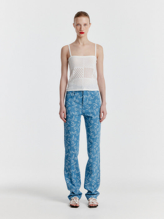 Eenk Yiz Panelled Lace Knit Top - White