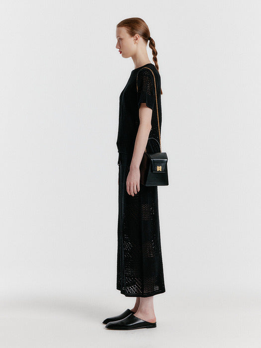 Eenk Yizu Panelled Lace Knit T-shirt - Black