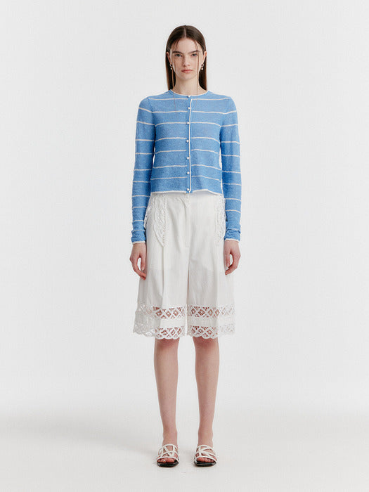 Eenk Yozo Jacquard Stripe Knit Cardigan - Sky Blue