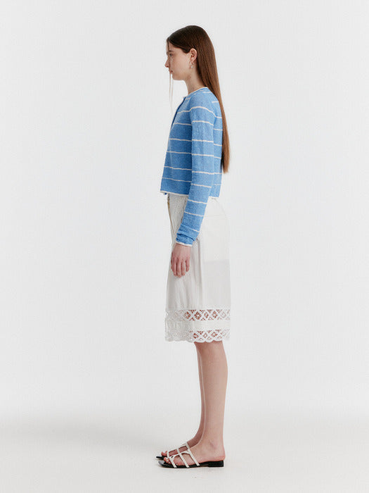 Eenk Yozo Jacquard Stripe Knit Cardigan - Sky Blue