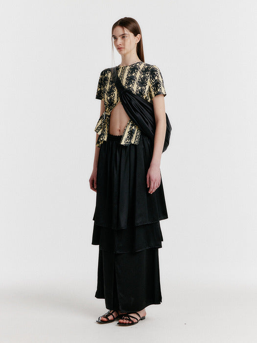 Eenk Yet Triple Layered Long Skirt - Black