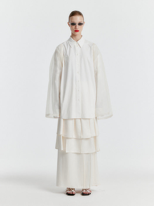 Eenk Yet Triple Layered Long Skirt - Ivory