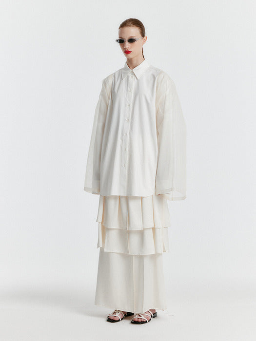 Eenk Yet Triple Layered Long Skirt - Ivory