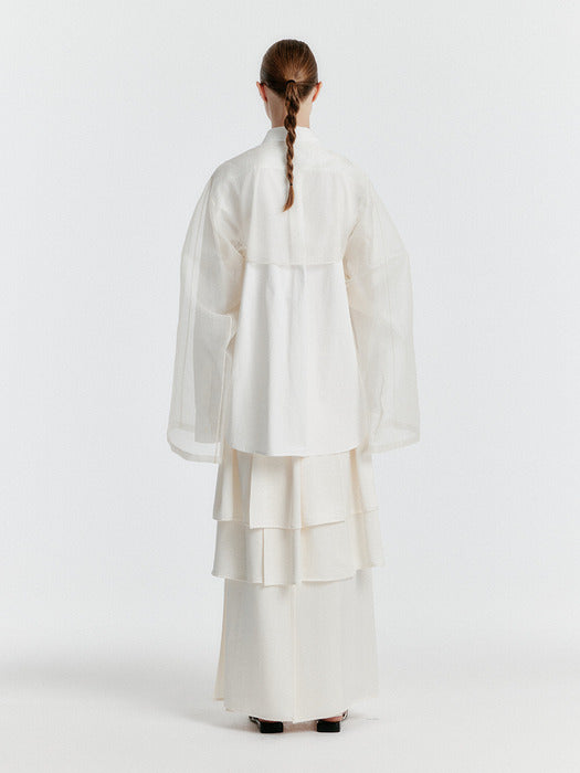 Eenk Yet Triple Layered Long Skirt - Ivory