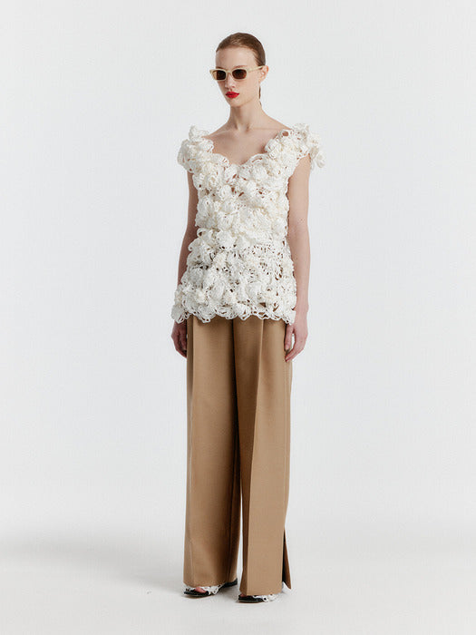 Eenk Yilona Side-slit Pants - Beige