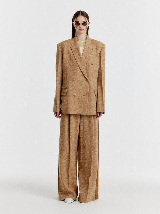 [EENK] Yili Side-tuck Wide Pants - Camel
