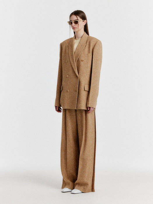 [EENK] Yili Side-tuck Wide Pants - Camel