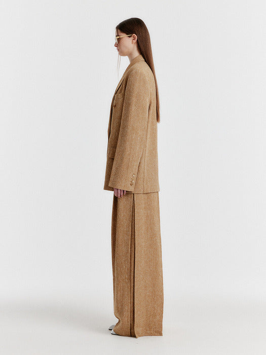 [EENK] Yili Side-tuck Wide Pants - Camel