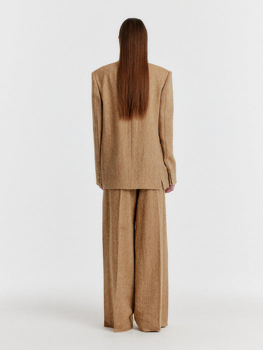 [EENK] Yili Side-tuck Wide Pants - Camel