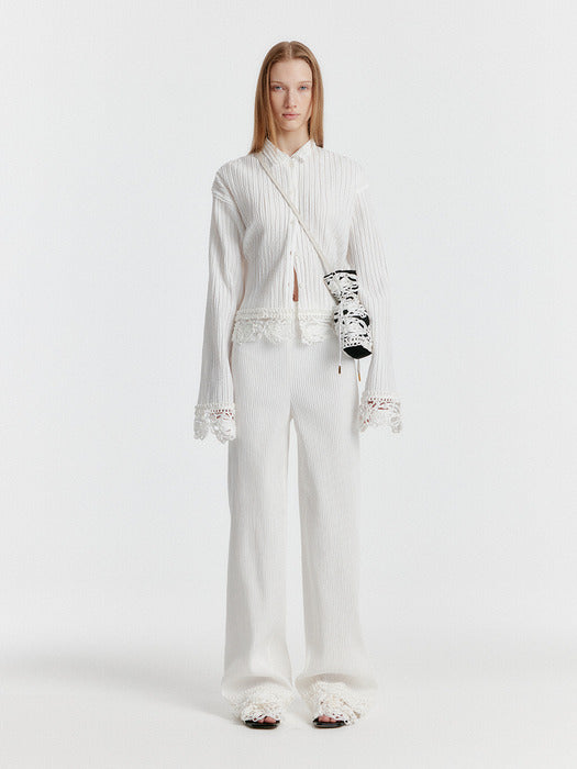 [EENK] Yeniz Lace-trim Pants - White