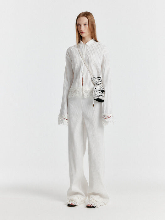 [EENK] Yeniz Lace-trim Pants - White